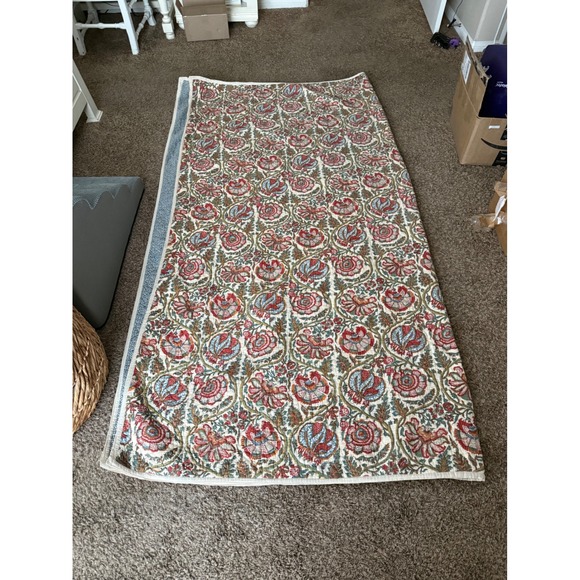 Pottery Barn Mia Haylie Queen Floral Block Print Reversible Quilt Throw Blanket - Picture 7 of 7